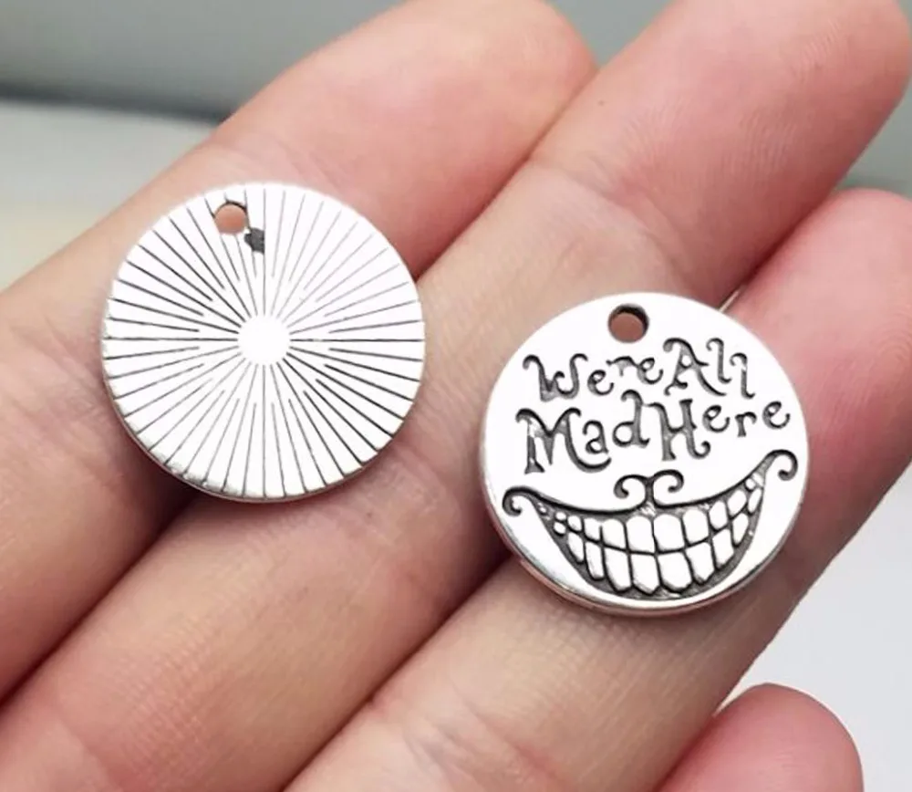20 шт./лот мм мы все сумасшедшие здесь хамсы антикварные посеребренные Подвески в
