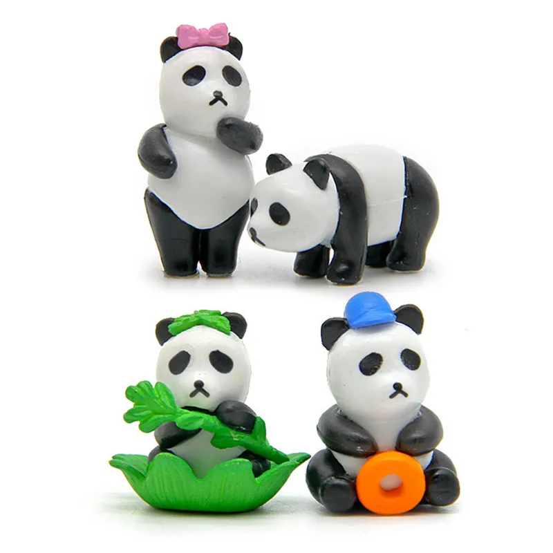 Мини фигурки панды из ПВХ игрушки медведя 4 шт./лот детские подарки|pvc toy|kids giftstoys free