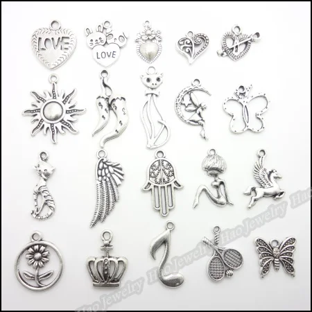 

Mix 200pcs Vintage Charms Pendant Tibetan silver Zinc Alloy Fit Bracelet Necklace DIY Metal Jewelry Findings