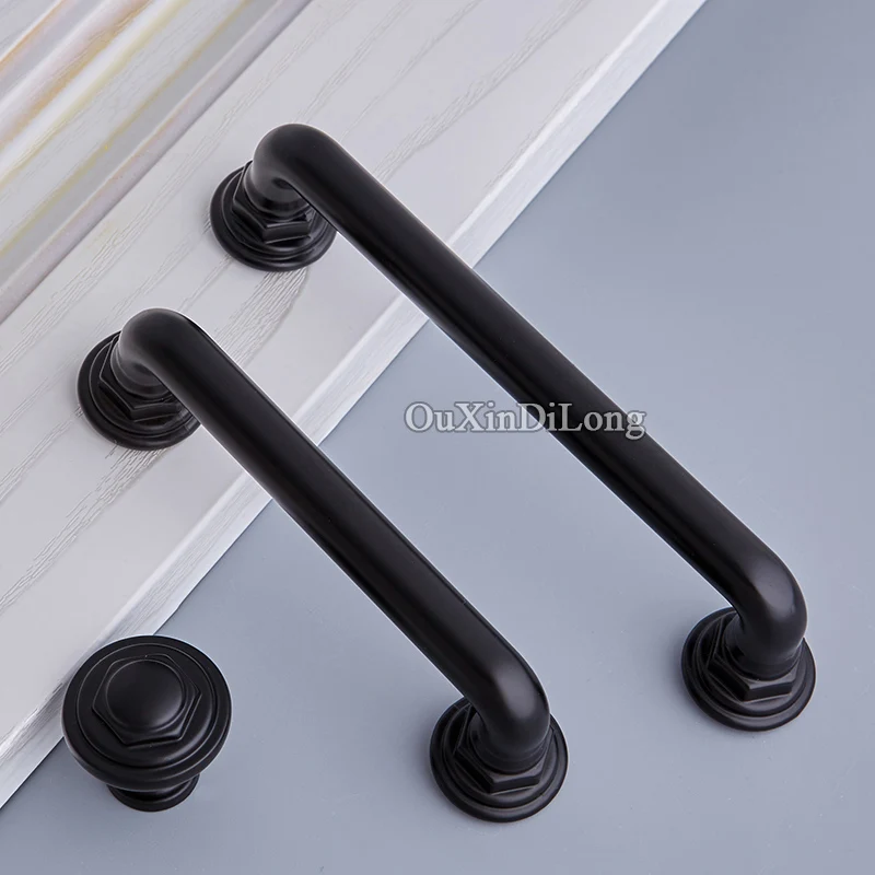 Классический черный 10 шт Европейский Шкаф Тянет Ручки ручки для комода или шкафа