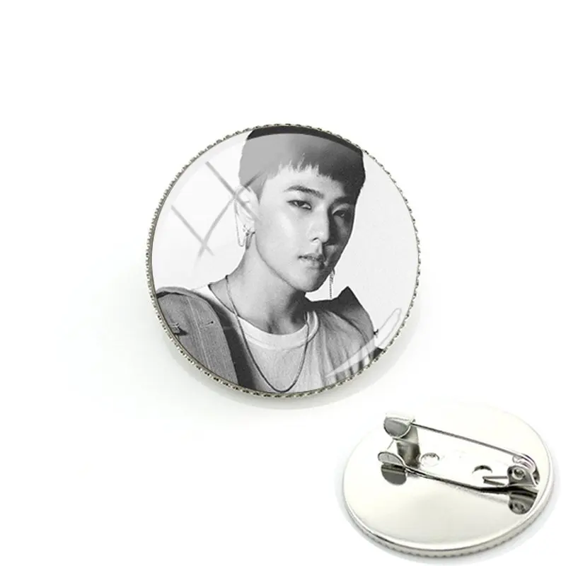 IK06 JWEIJIAO Kpop IKON значки стеклянный кабошон Фотокарта фото купольные Броши металлические булавки для поклонников Коллекция подарков IK12 - Окраска металла: IK06