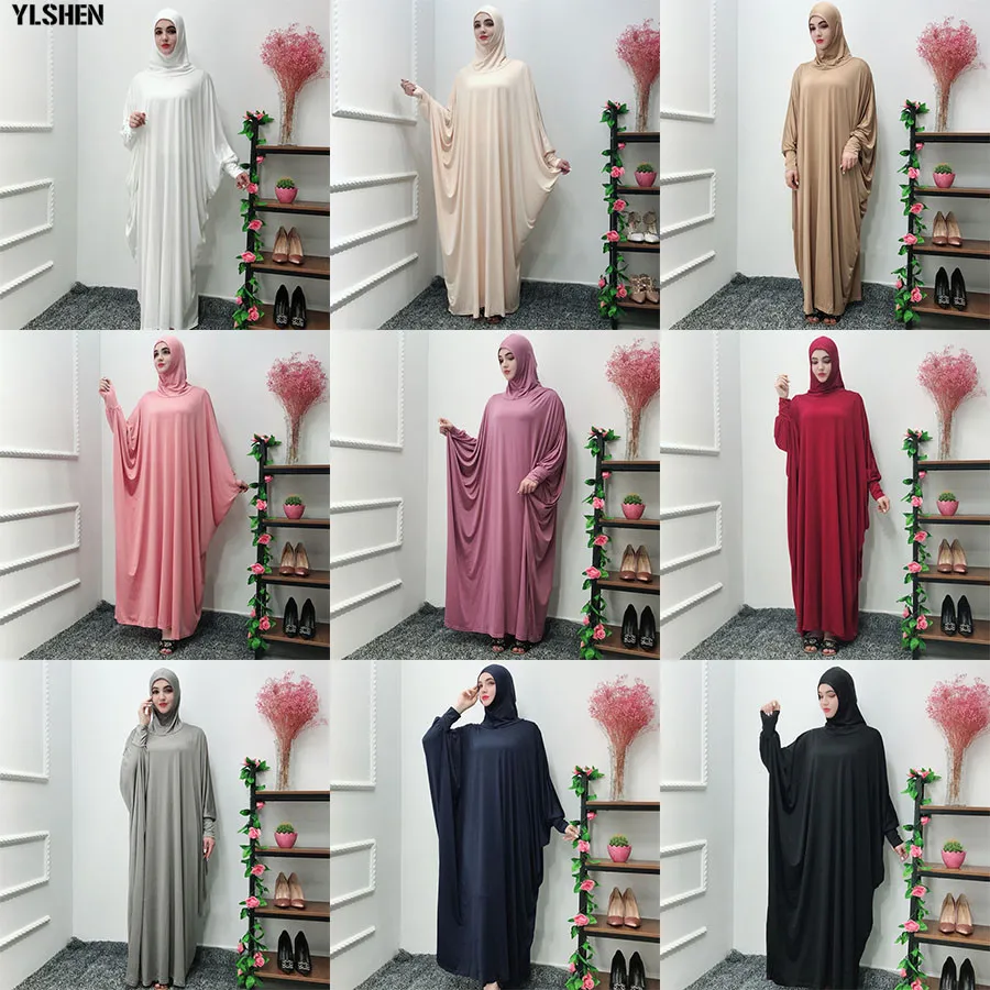 

Ramadan Abaya Dubai Muslim Dress Prayer Clothing Highly Elastic Hijab Robes Arabian Women Islamic ClothingTurkey Elbise Islam