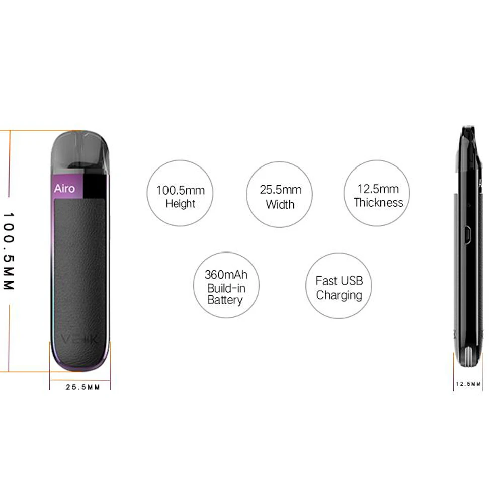 Оригинальный pod системный комплект VEIIK Airo Pod стартовый с аккумулятором 360 мАч и 2 мл