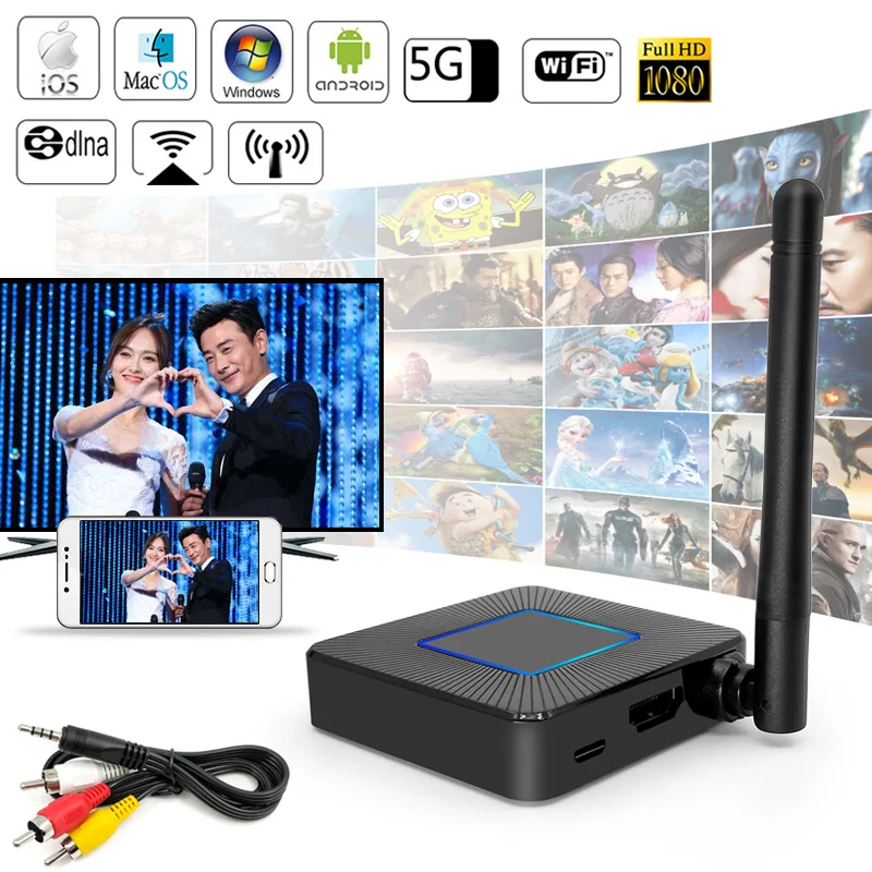 EarRise 2 4/5G TV Stick Q4 Dongle HDMI + AV Mirroring WiFi Дисплей приемник Miracast Google Chromecast 1080P DLNA PC Android