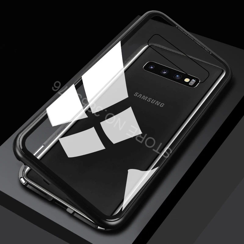 Магнитные адсорбционные Чехлы для samsung Galaxy S10 S9 Plus Note 9, металлический магнит второго поколения, двухсторонняя крышка из закаленного стекла