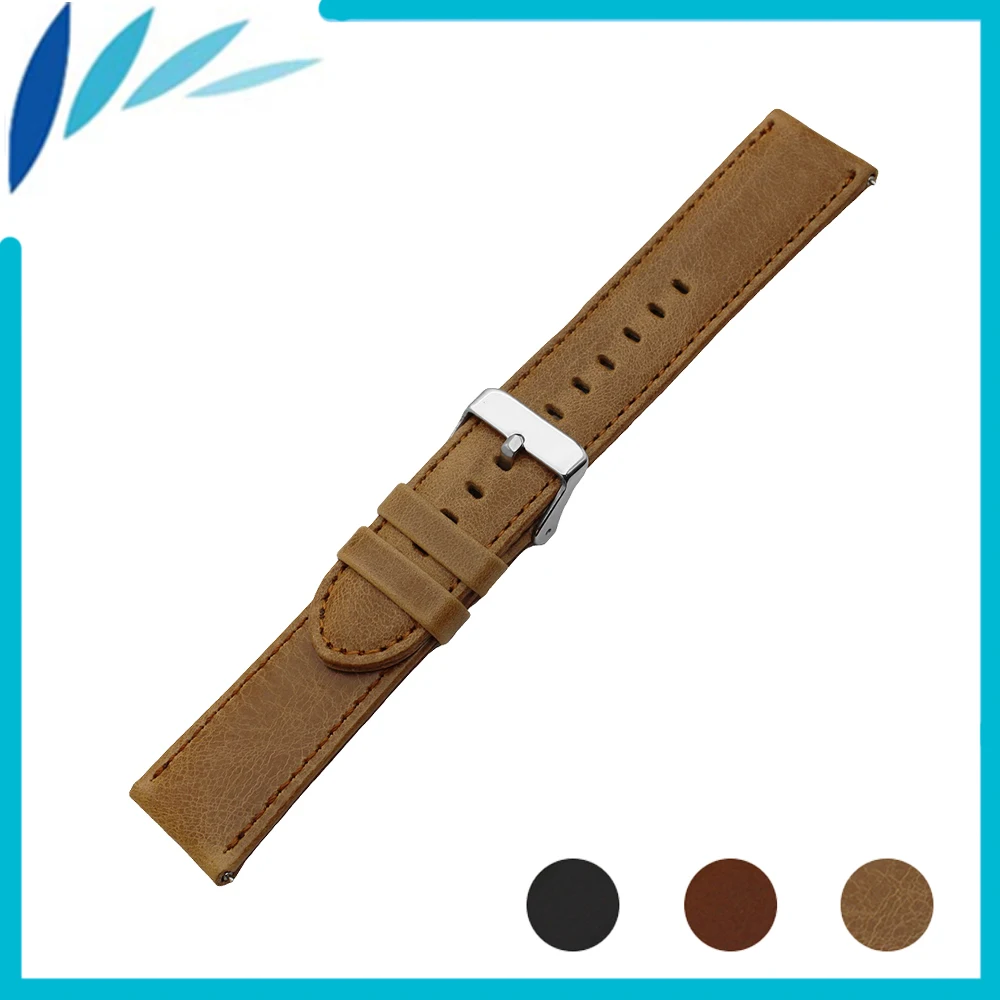 

Genuine Leather Watch Band for Jacques Lemans 22mm Men Women Quick Release Strap Wrist Loop Belt Bracelet Black Brown + Pin