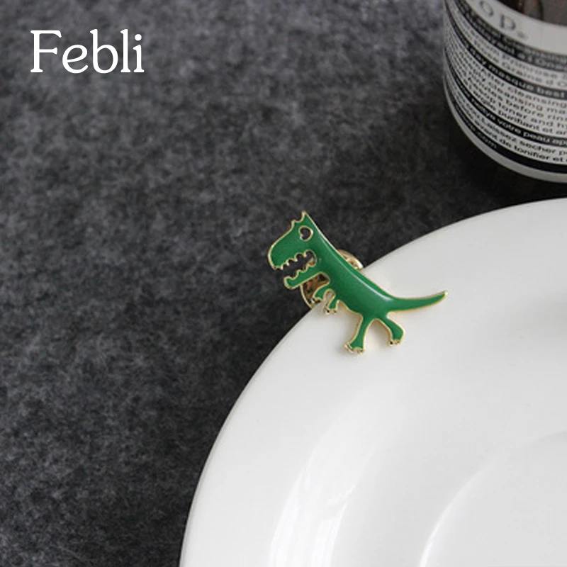 Febli Children's Brooch Green Dinosaur Shape Cartoon Lovely Contracted High Quality Sweater Decorations | Украшения и