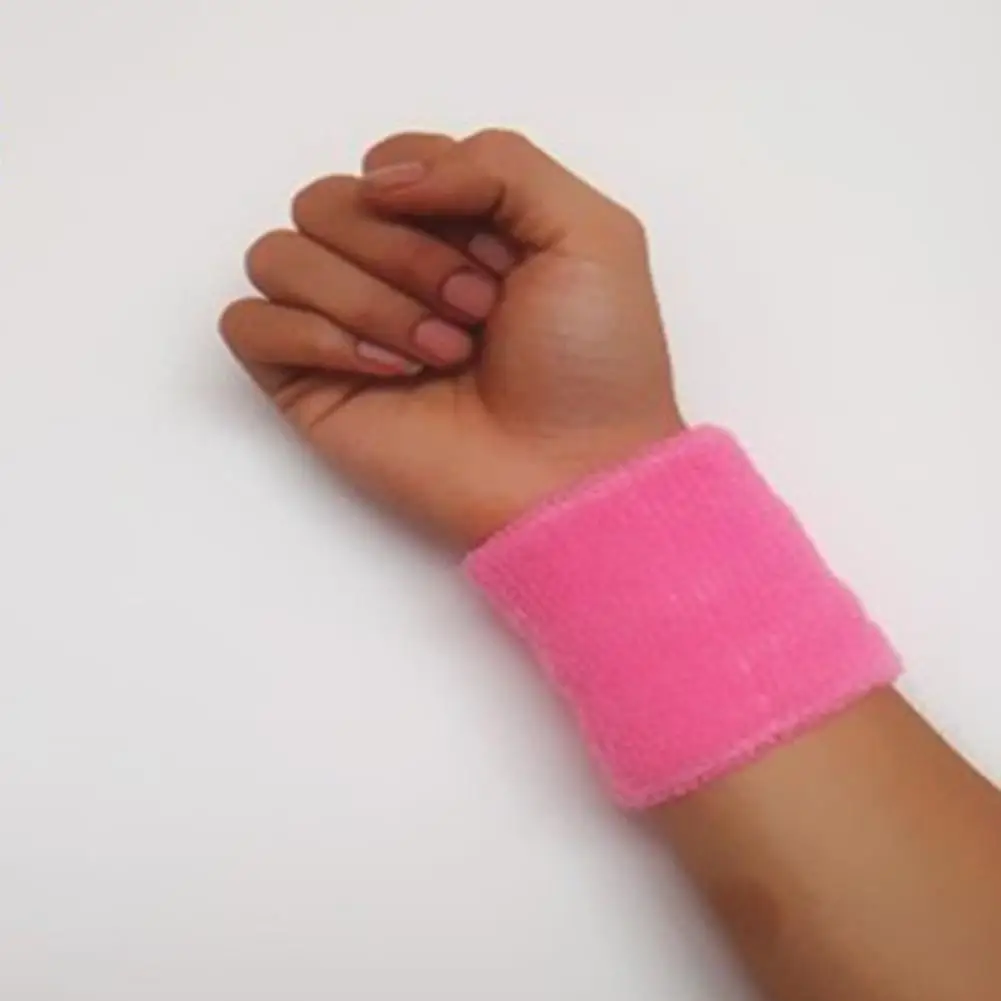Pink Спортивные Напульсники 8 см, впитывающие Пот спортивные Напульсники, махровая ткань, Напульсник для поддержки запястья, обертывания, защита для футбола, баскетбола, напульсник - Цвет: Pink