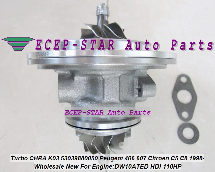 Турбокомпрессор с картриджем CHRA Core K03 53039880050 53039700050 для Citroen C5 C8 Peugeot 406 607 DW10ATED 2.0L HDi