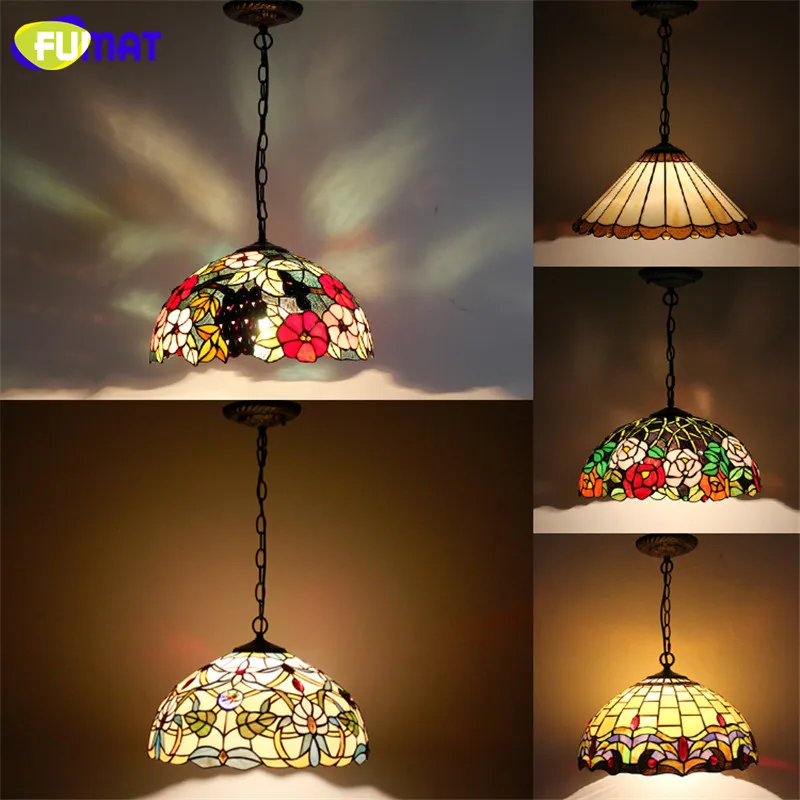 FUMAT витражная Подвесная лампа 16 &quotСтеклянная художественная для гостиной сада