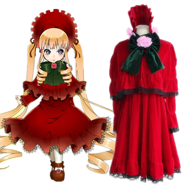 Новый аниме Rozen Maiden Shin Ku Косплей Костюм RedRiding Красная Шапочка красное платье с