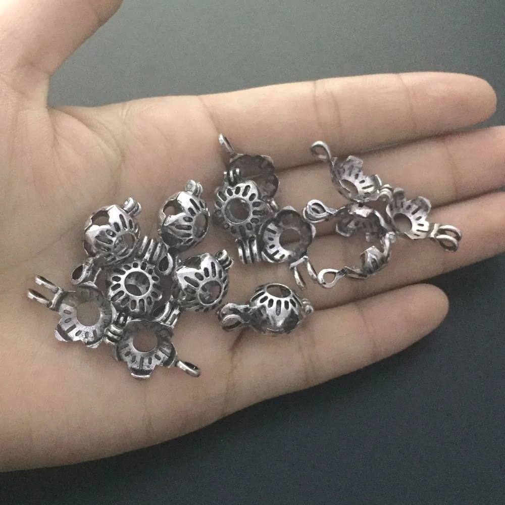 1pc Charms Antique Silver Small Flower Locket Pearl Beads Cage Pendant Necklace 20&quot Chain Womens Jewelry Gift | Украшения и