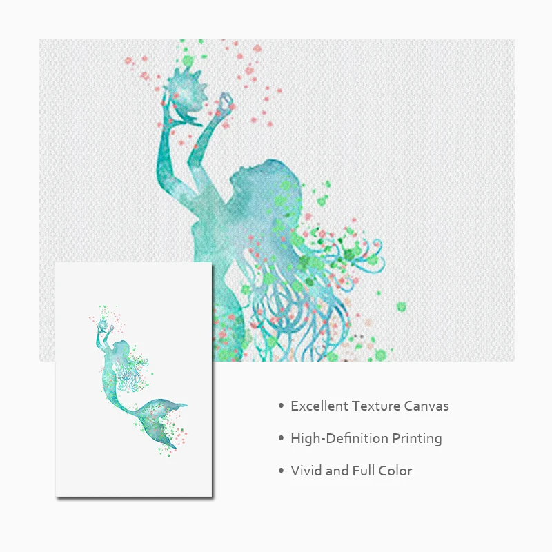Nordic Abstract Blue Mermaid Wall Art Canvas Painting Modern Minimalist Posters and Prints Picture for Living Room Home Decor | Дом и сад