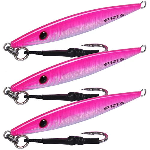 Pink Color 300g Goture 3 шт./партия медленное движение вертикальный дергающаяся приманка для рыбалки 80g 100g 150g 200g 300g Big Game свинцовая металлическая Мормышка Морской Приманка для тунца - Цвет: Pink Color 300g