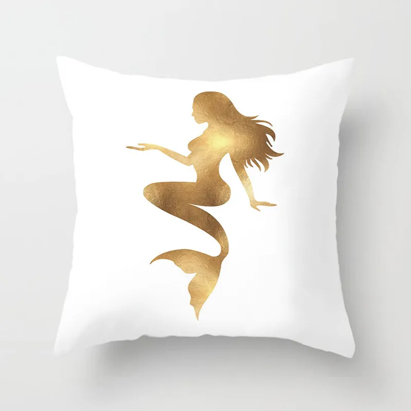 Fuwatacchi Mermaid Big Lips Letter Pillow Cover Stamping Cushion For Decor Home Sofa Chair Decorative White Pillowcase | Дом и сад