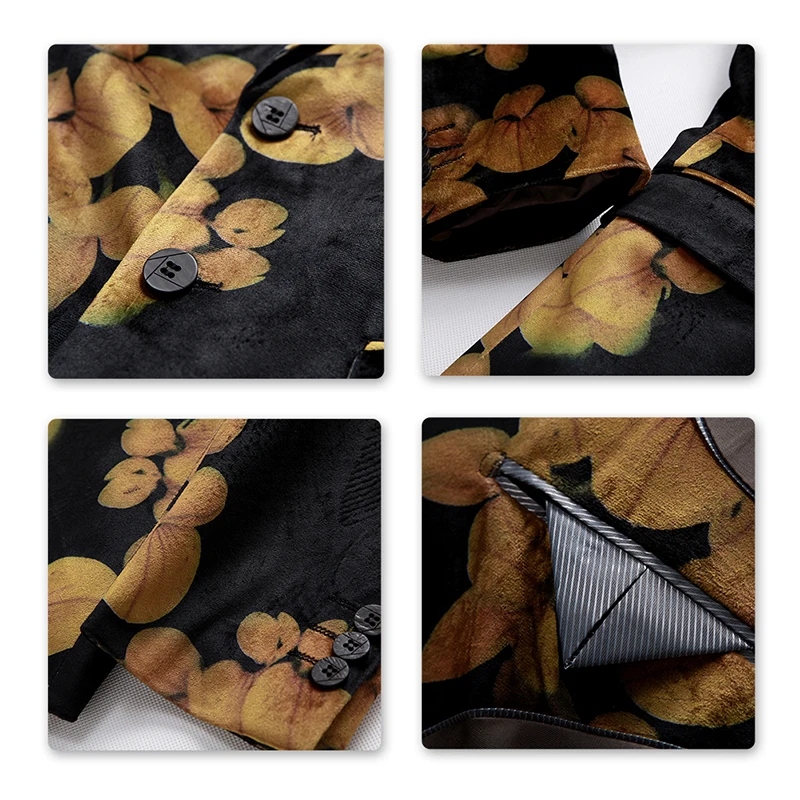 YUNCLOS Мужской Блейзер тонкий цветочный принт Свадебный костюм куртки для мужчин