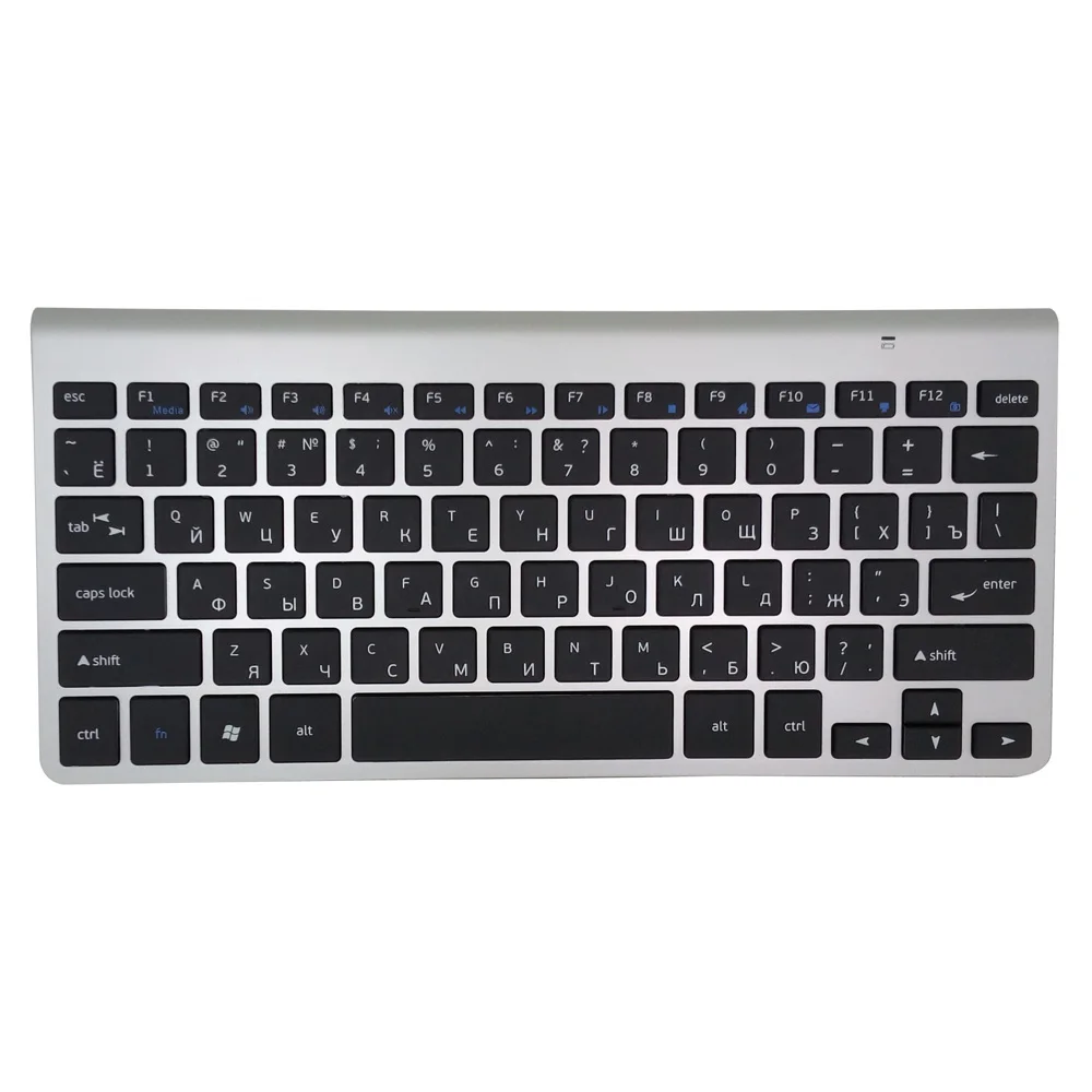 RU SILVER BLACK Русская испанская французская Арабская Иврит Клавиатура 2,4G Беспроводная ультра-тонкая Бесшумная клавиатура для Mac Win XP 7 10 Android tv BOX - Цвет: RU SILVER BLACK