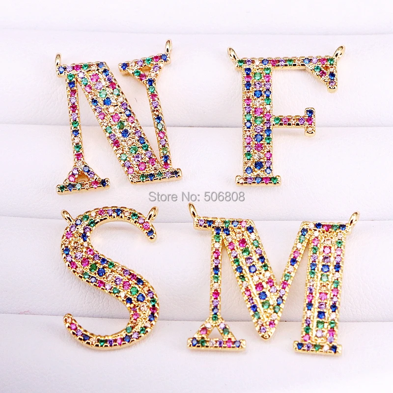 6 шт., кубический цирконий 26 английские буквы женское колье-Подвеска Модные ювелирные изделия CZ