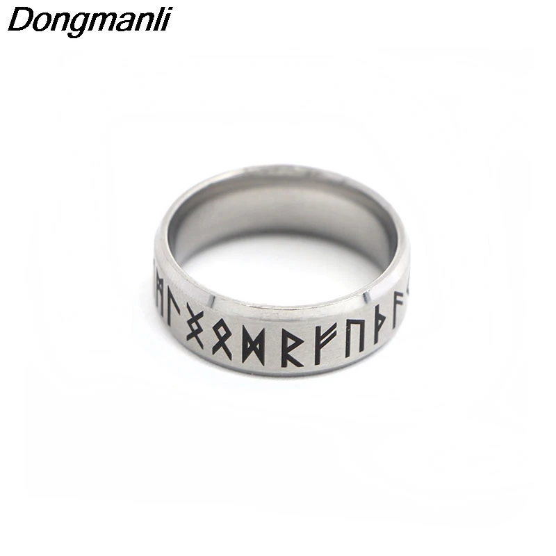 P1808 Dongmanli панк Модный Стиль Античное Ретро мужское Ювелирное кольцо викингов женский черный амулет винтажные Скандинавская Руна кольца для женщин