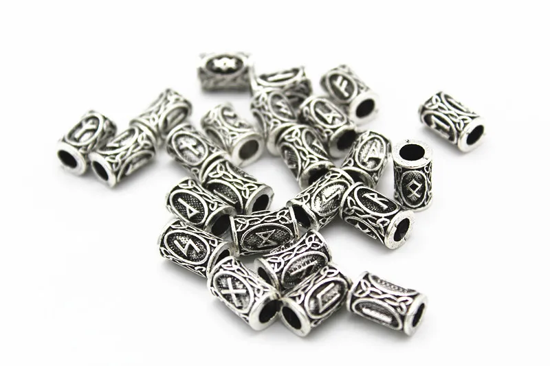 24 шт./компл. Ретро стиль серебряная коса для волос борода дредлок бисер Руна