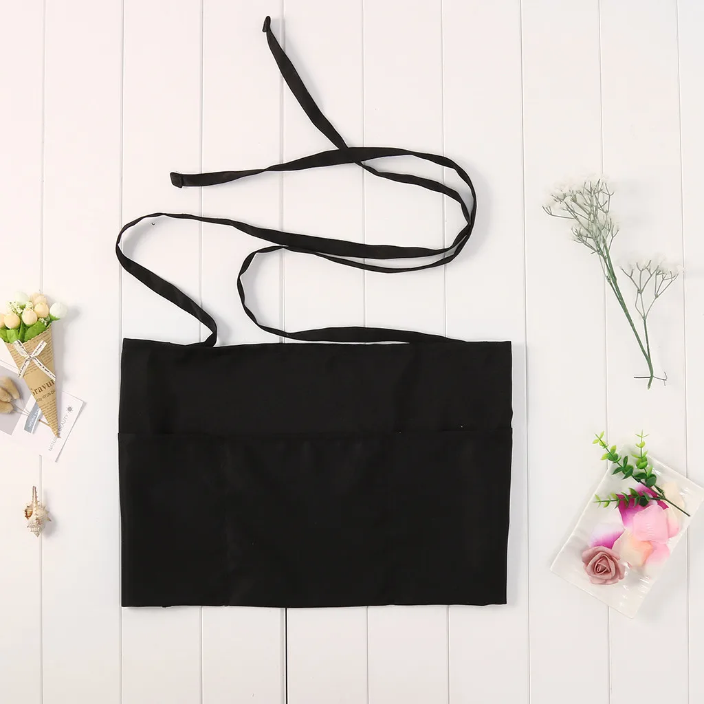 Водонепроницаемый рабочий Черный Фартук с тремя карманами и длиной до локтя