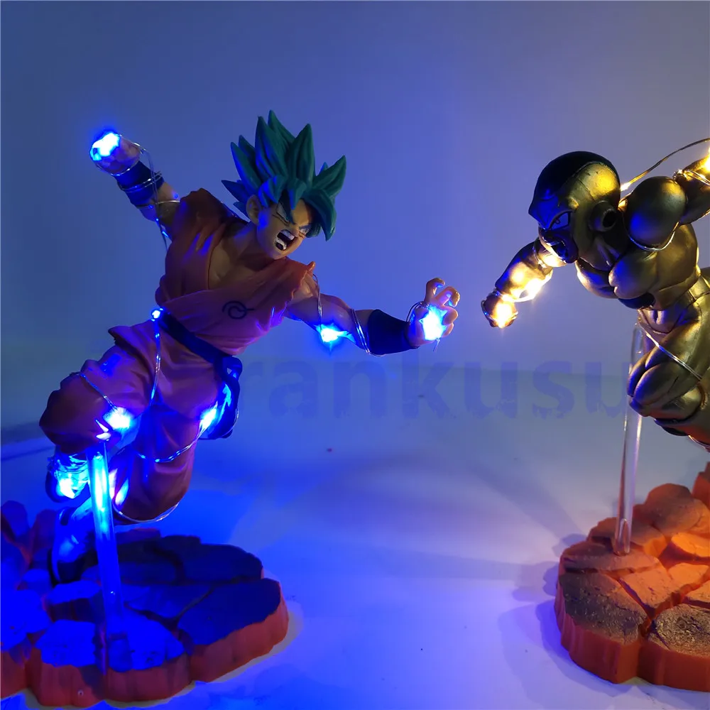 2 шт./компл. Dragon Ball Z Son Goku God VS Golden Frieza экшн фигурка светодиодная ПВХ аниме Жемчуг