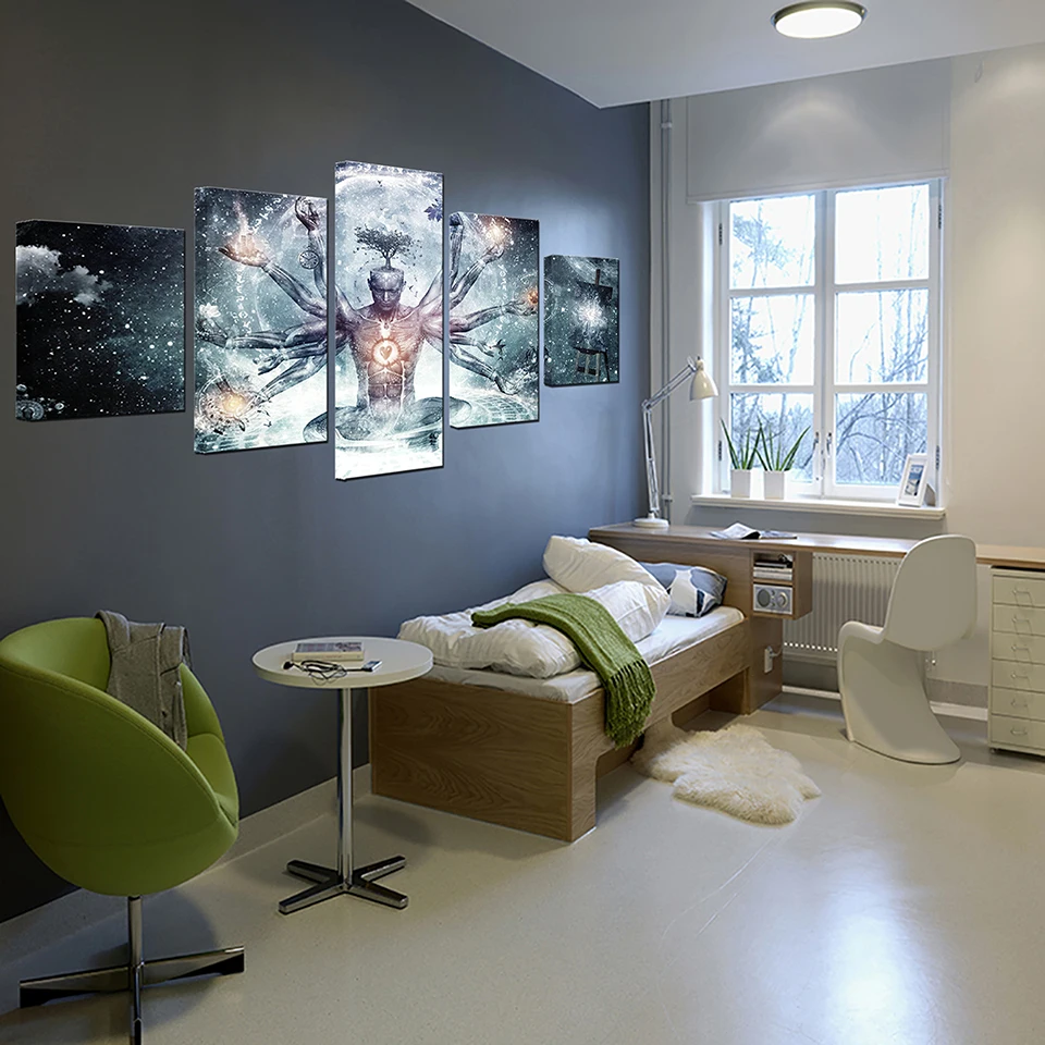 Современные холщовые HD принты картинки искусство на стену 5 шт. Будда Йога