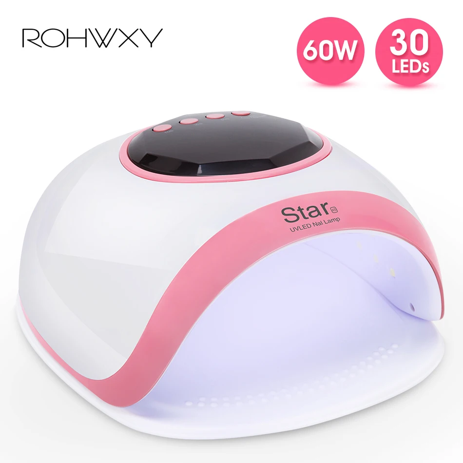 ROHWXY 60 Вт умная УФ лампа Сушилка для ногтей Pro Uv LED гелевая Солнцезащитная быстрая