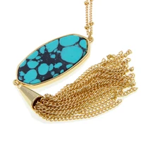 long tassel pendant necklace statement molten oval drusy druzy womens boutique jewelry