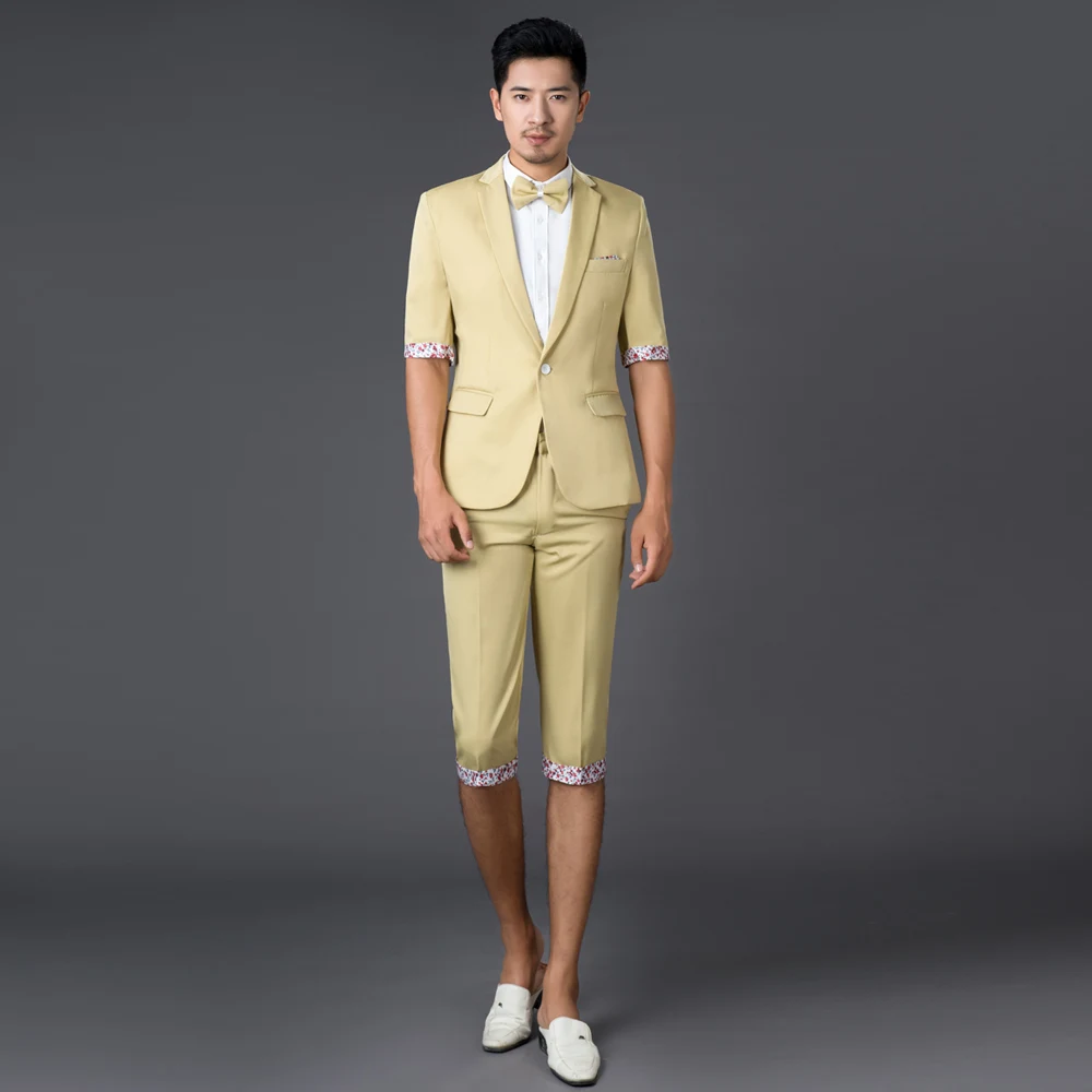 Мужские костюмы для фотосъемки корейский Повседневный костюм с коротким рукавом