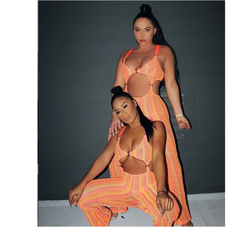 Женский трикотажный комбинезон на бретелях спагетти с завязкой без