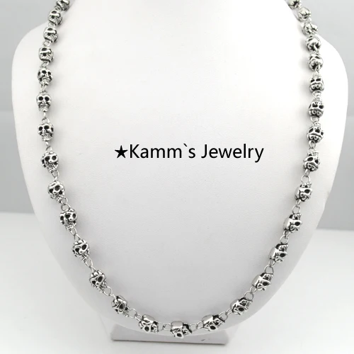 Мужские шармы для вечеринки ожерелье с черепом Готическая панк цепочка 316L