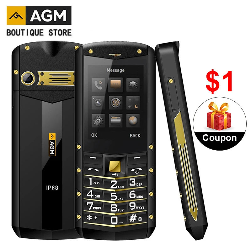 AGM M2 IP68 Водонепроницаемый 2 4 дюймов 2G GSM бар телефон с двумя sim картами Bluetooth 1970 мАч