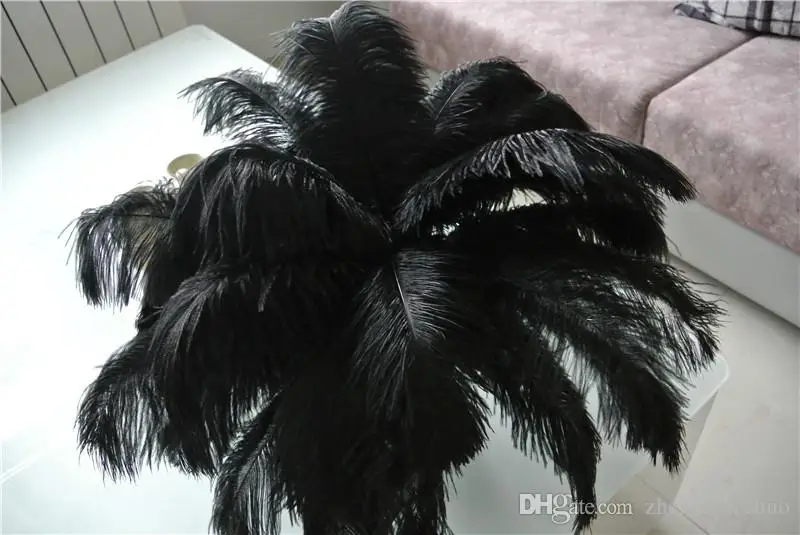 

Prefect black Ostrich Feather Pure Black 12-14inch(30-35cm) wedding centerpiece Home table christmas party decor