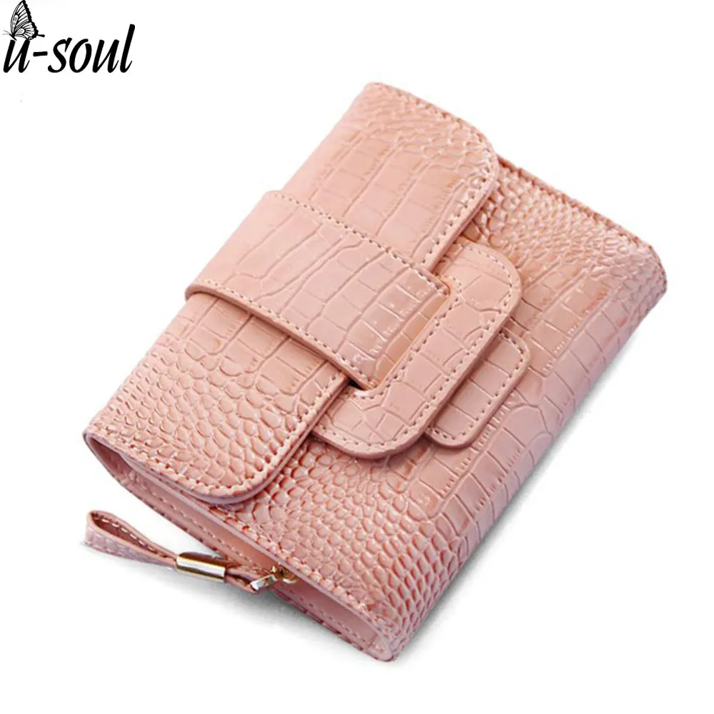 Кошелек женский короткий клатч бумажник из крокодиловой кожи Дамский маленький