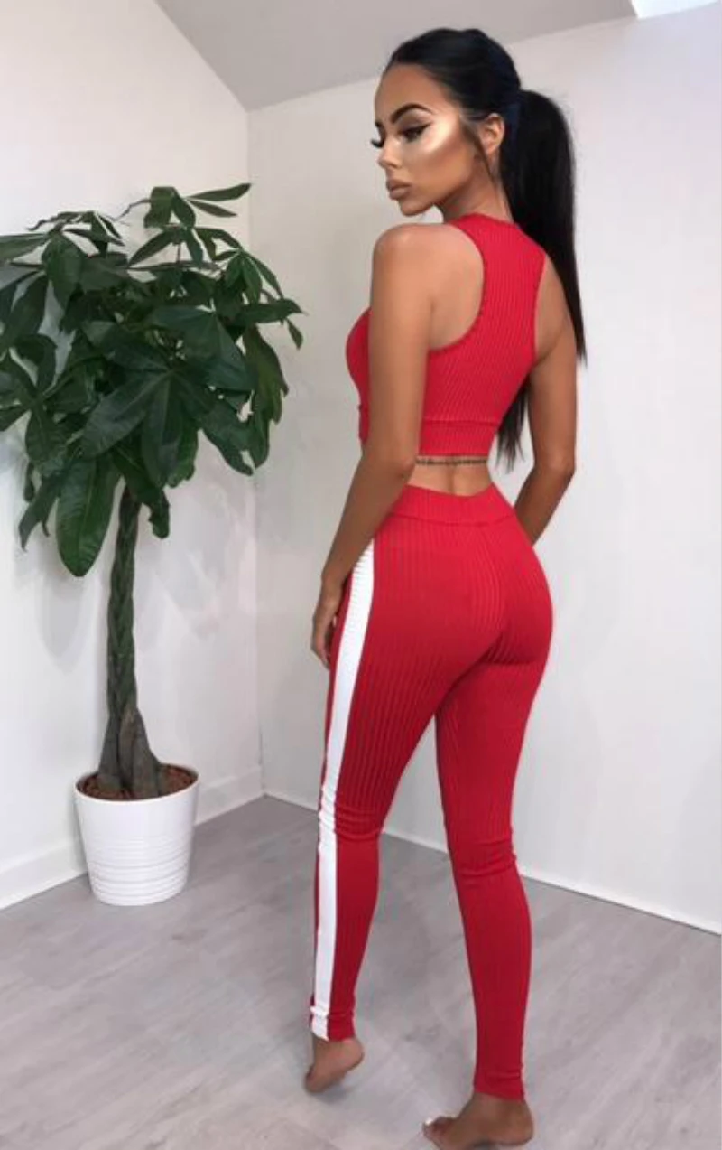 

Sexy Women Fashion Slim Short Tank Stripe Splice Set 2018 New Casual Lady Sleeveless Deep V Neck Skinny Two Pieces Suit 4 Color