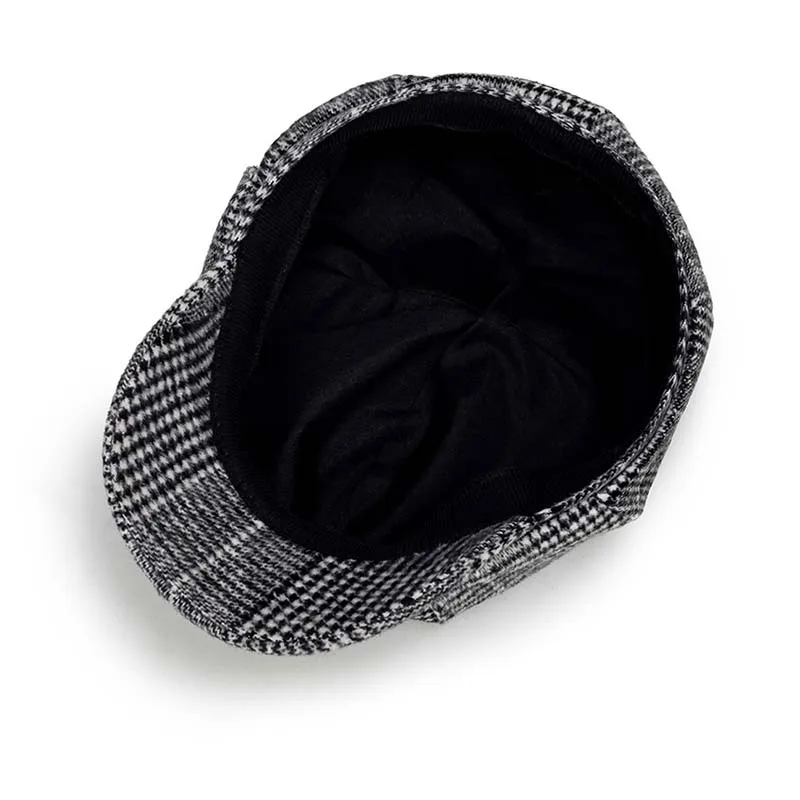 Новинка шапки Newsboy повседневные женские береты шерстяная клетчатая кепка