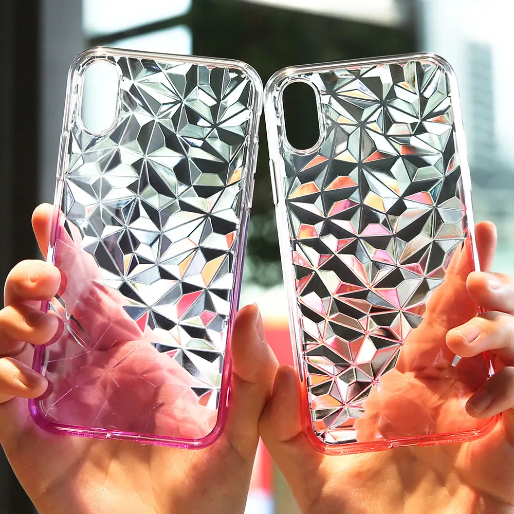 Для iPhone XS Max XR 7 8 Plus 6 6s X 10 Радужный градиент цвета желе 3D алмаз прозрачный мягкий