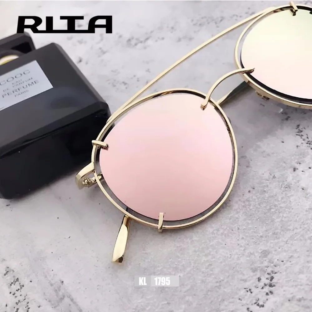 РИТА Женщины Марка дизайнер Зеркало Солнцезащитные Очки 2017 Роскошный Круглый