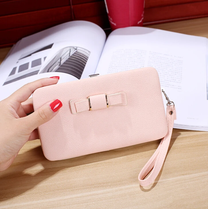 Pink 1 Девушка Для женщин леди PU кожа долго бумажник сцепления на молнии Держатель для карт кредитной карты бумажник Для женщин сумка-холодильник сумка - Color: Pink 1