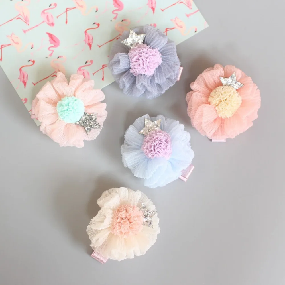 Бутик 20 шт. модные милые блестящие звезды цветок заколки для волос Kawaii Твердые