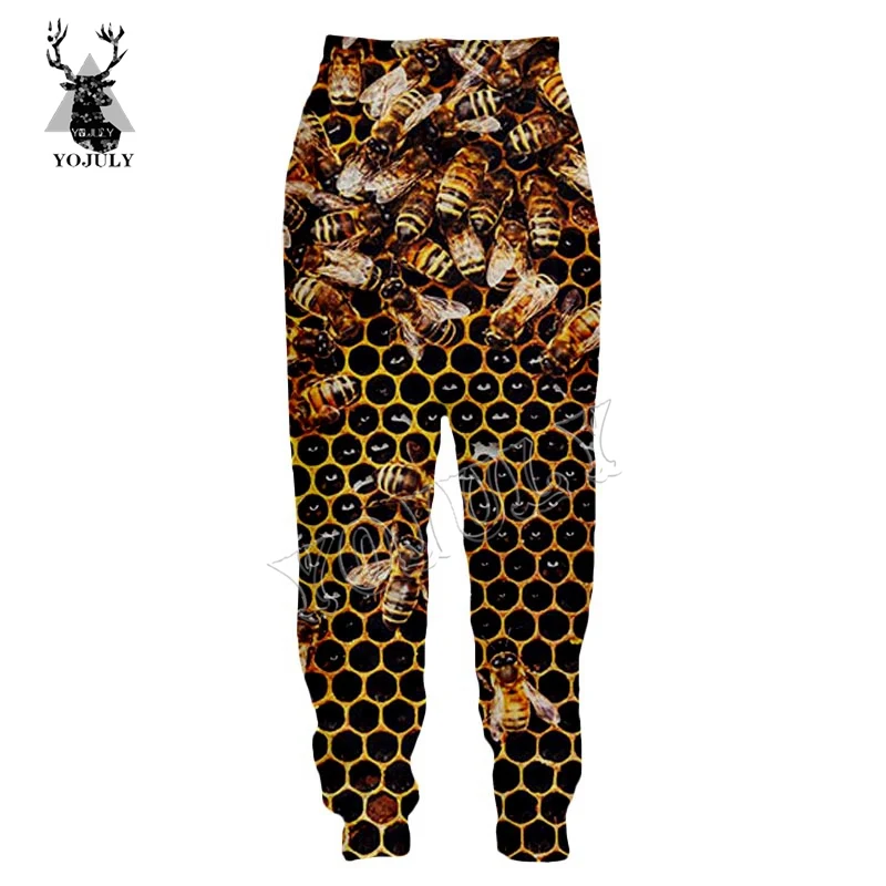 Long Pant YOJULY, 3D принт пчелы, Harajuku, топы, унисекс, модная повседневная футболка, для мужчин и женщин, жилет/толстовка/толстовки на молнии/шорты/длинные штаны K51 - Цвет: Long Pant