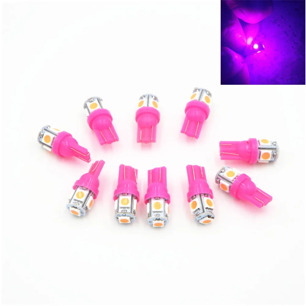 10X T10 5050 SMD 5 СВЕТОДИОДНАЯ автомобильная лампа с клиновидным хвостом розовая