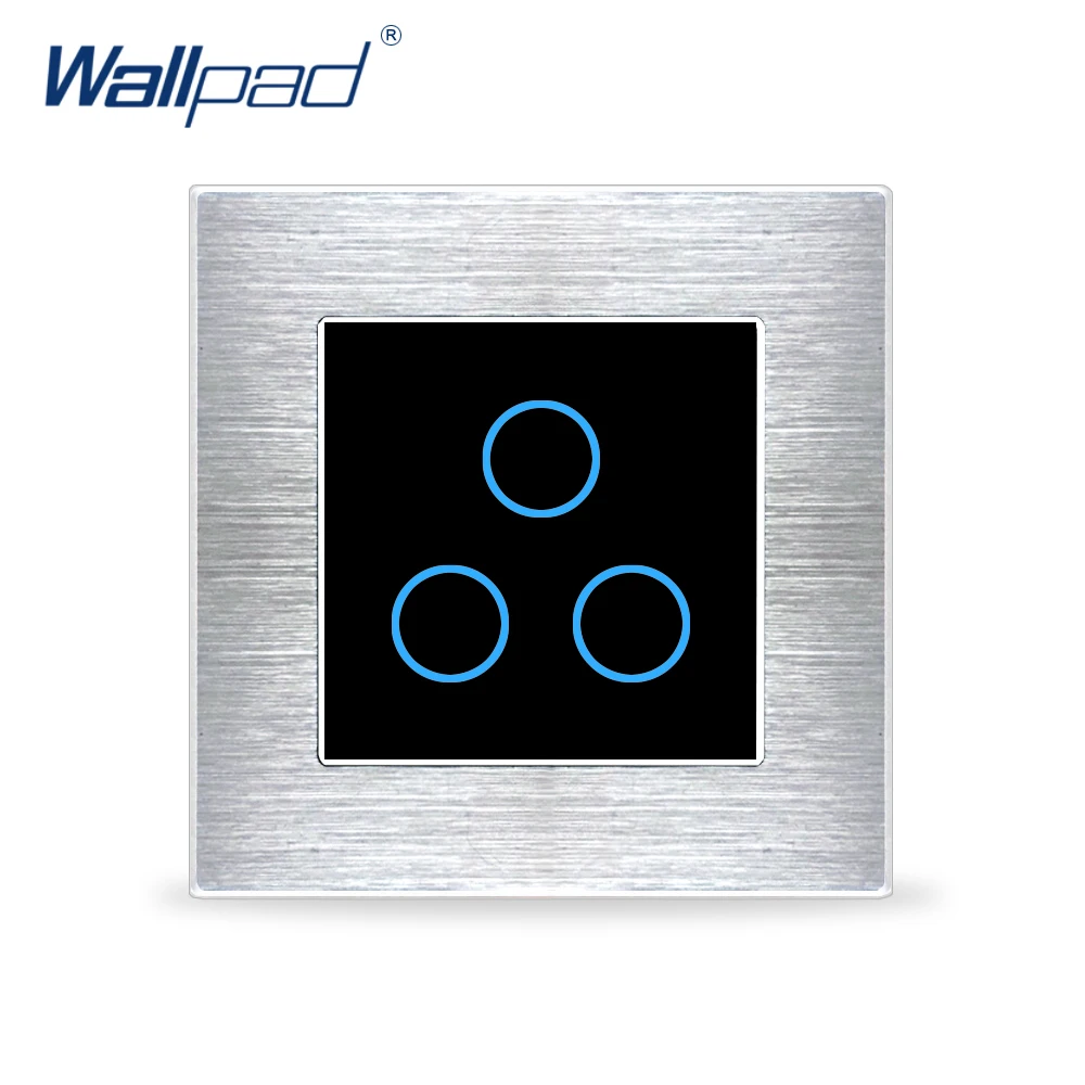 Трехканальный однокнопочный сенсорный выключатель для света Wallpad Luxury Wall Aluminium Satin Metal Panel 110V 220V Module On.