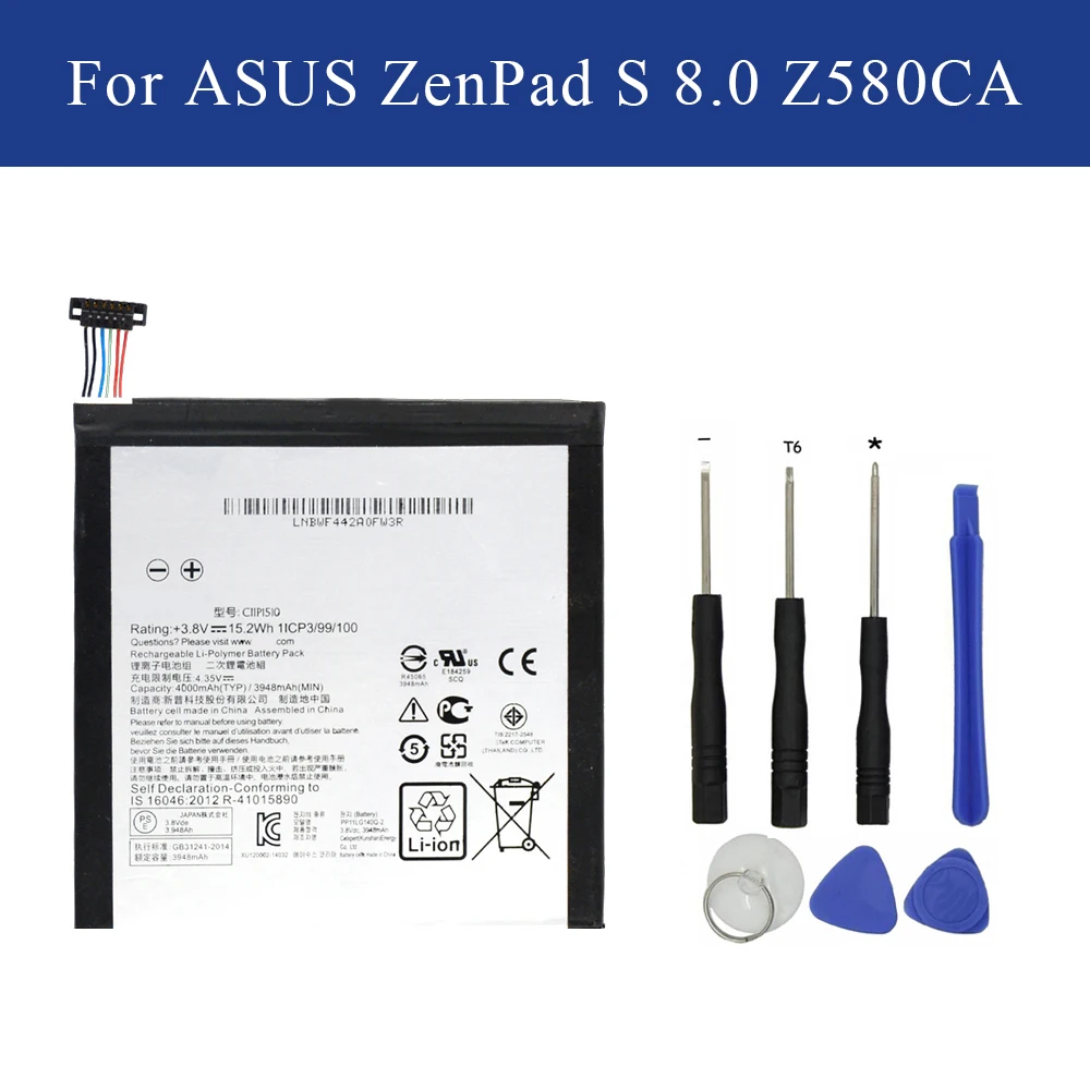 Внутренний Батарея C11P1510 для ASUS ZenPad S 8 0 Z580CA 3948/4000 мА/ч Одежда высшего качества Akku