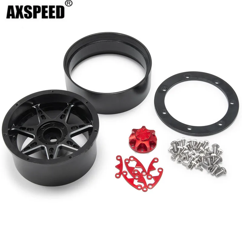 AXSPEED черный + красный Beadlock колесный обод Hub 2 дюймов для 1/10 RC SCX10 Wraith 90018 Rock Crawler Car |