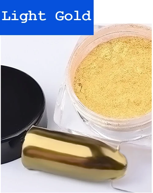 Light Gold 1 шт. розовое золото для ногтевого дизайна блестящий порошок зеркальная Лазерная Полировка Для ногтей пыль сверкающий голографический клей для накладных ресниц - Цвет: Light Gold