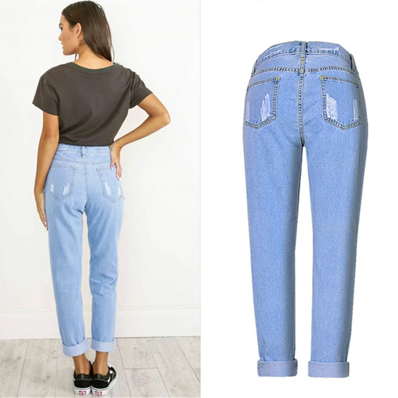 Джинсы LOGAMI в стиле бойфренда женские джинсы с высокой талией брюки 2017 синие|denim