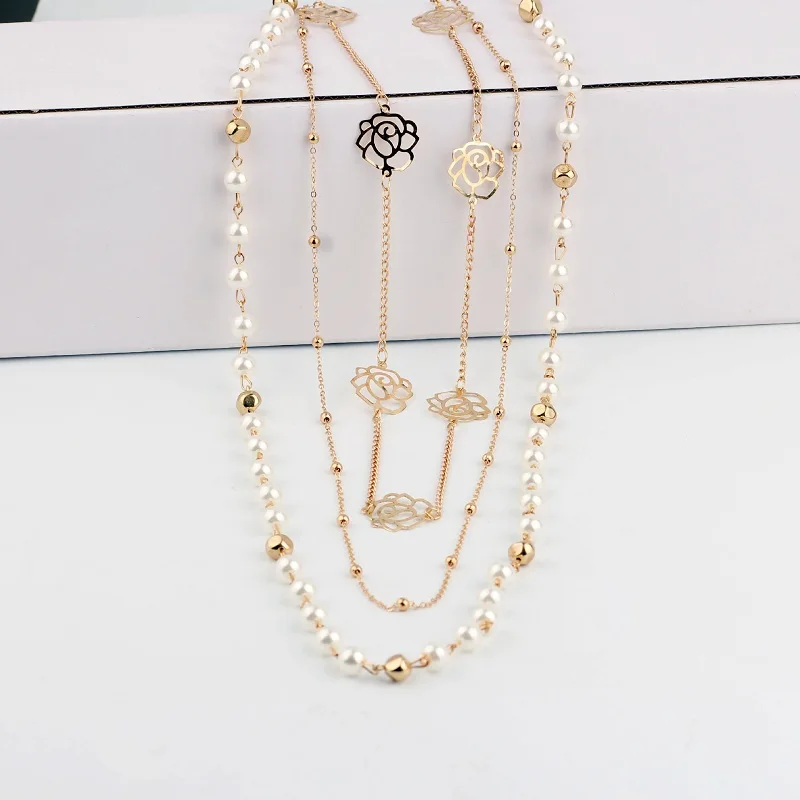 Женское многослойное колье чокер Find Me ожерелье макси с имитацией жемчуга