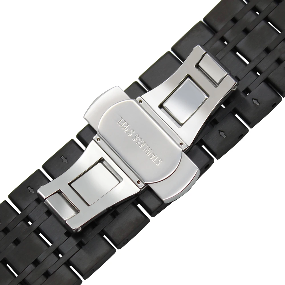 18 мм 20 мм 22 мм Нержавеющая сталь часы ремешок для Seiko бабочка Туфли с ремешком и пряжкой запястье ремень браслет black rose цвета: золотистый, серебристый